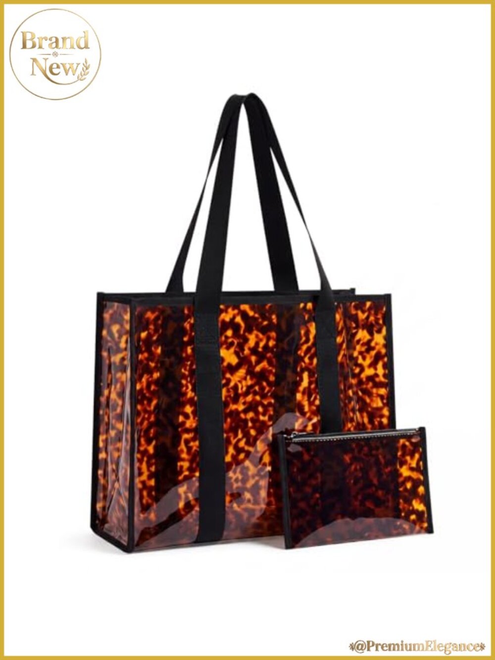 Large PVC Tote Bag With Detachable Zippered Pouch, Waterproof Hobo Handbag for